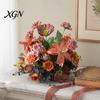 Lifelike Faux Floral Centerpieces Artificial Table Flower Arrangement, Mixed Lily Rose Silk Fake Bouquet, Elegant Vintage Style Decor for Dining