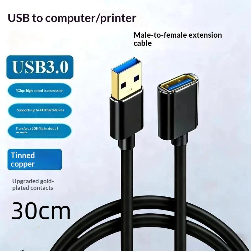 Usb 3.0 Extension Cable Extender Cord Fast Extension Data Transfer Wire 0.3/0.5/1/1.5/2M For Smart Tv One Ssd Pc Laptop