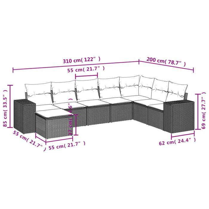 VidaXL Salon de Jardin avec Coussins 8 pcs, Canapés de Terrasse, Ensemble de Meubles de Patio, Mobilier d'Extérieur, Marron 3255300