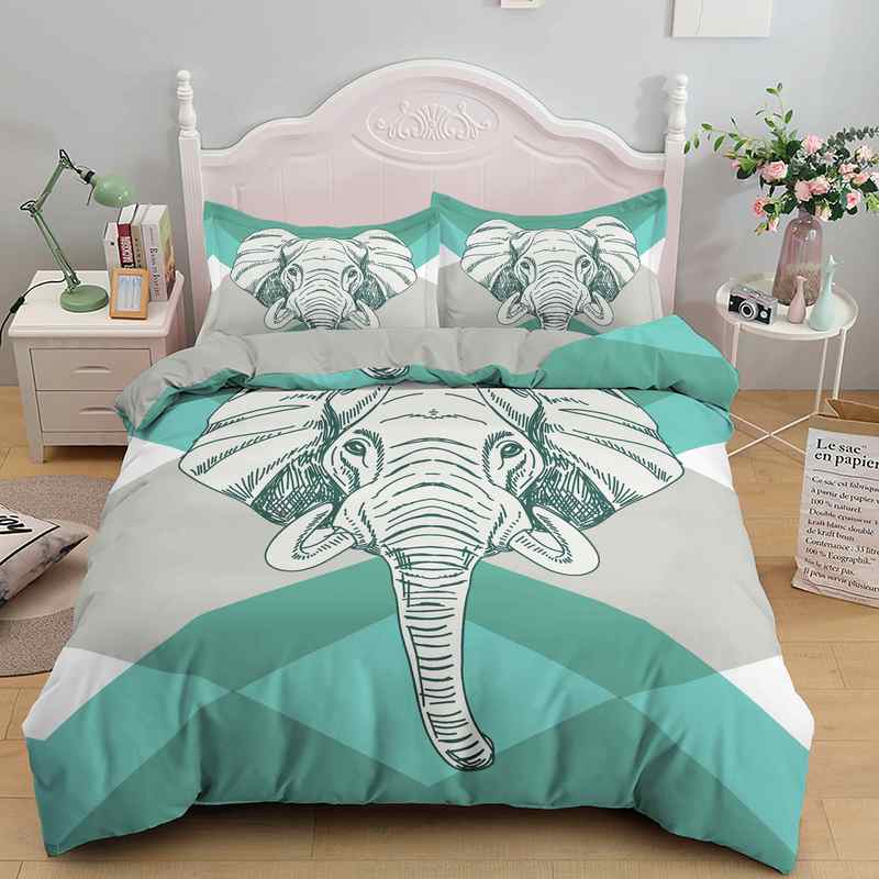 Bohemsk Elefant Sengetøy Sett Queen King Size Fargerikt 2/3 stk Dynetrekk Boho Psykedelisk Indisk Mandala Polyester Dyne Trekk