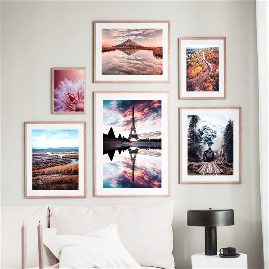 

Print Wall Art for Living Room Home and Colorful Paris Towel Mountain Meadow Flowers Wall Art Canvas Painting Nordic Poster