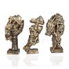 Set of 3 Men Expression Statue Showpiece Figurine Lucky Decorative Items
