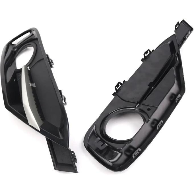 Left Right Front Bumper Fog Light Lamp Cover Bezel Grille W/Chrome Trim Compatible with BMW 3 Series F30 F31 11-17 51117300737 51117300738(Pair)