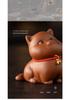 Charming Lucky Cat Purple Clay Tea Pet for Home or Office Decor