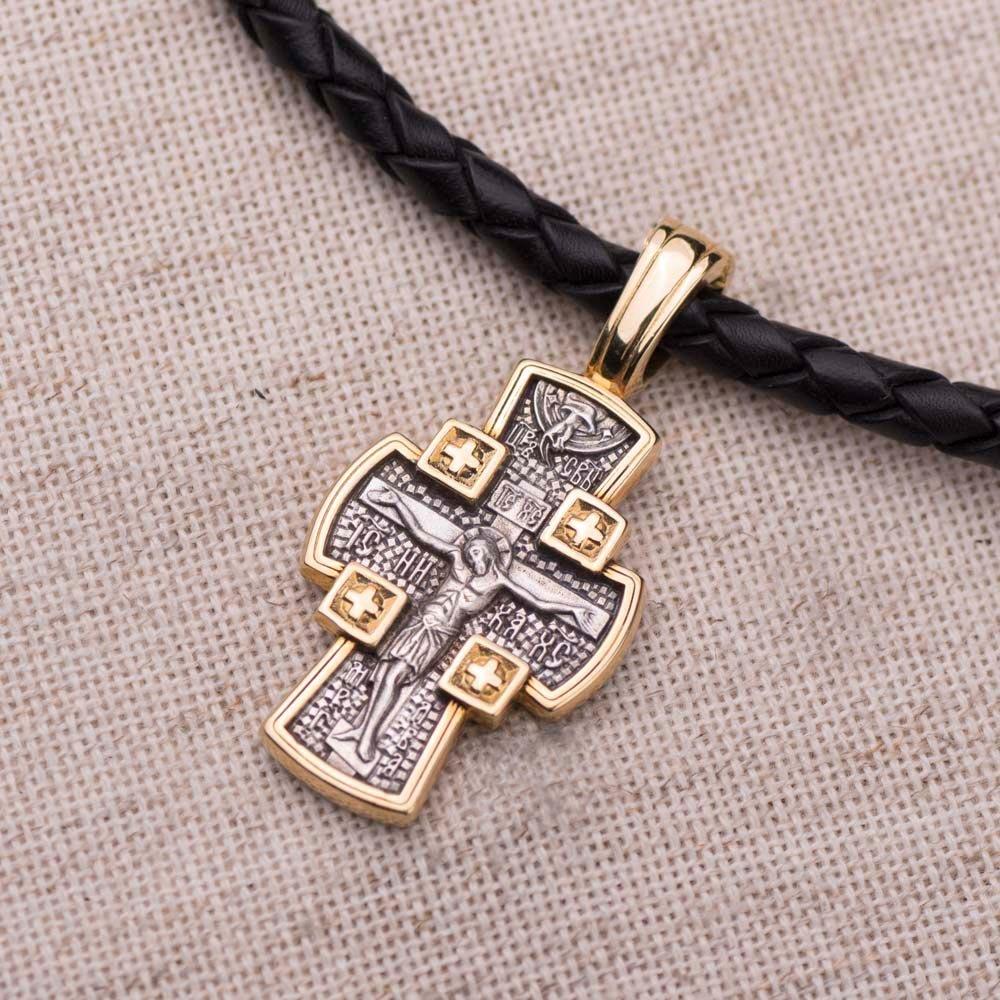 

Срібний хрестик з позолотою Розп яття Господнє. Ангел Зберігач Oniks срібний