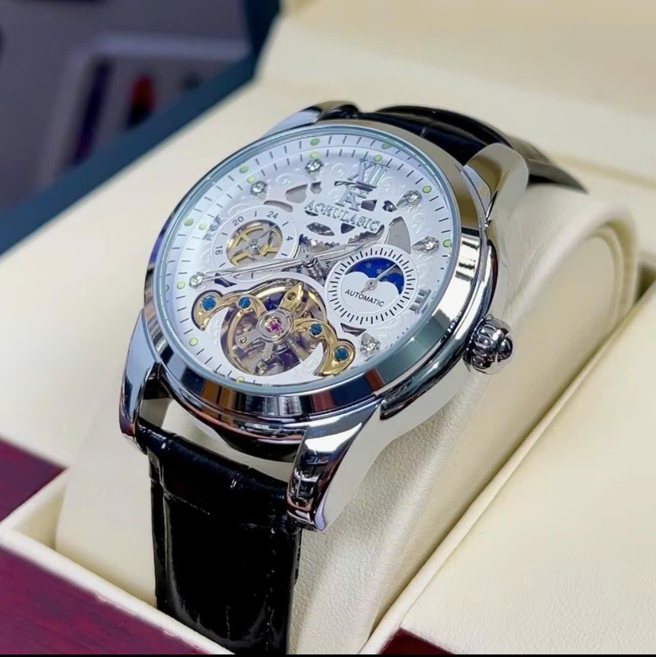 Мужские автоматические водонепроницаемые часы-скелетоны Augustus Tourbillon