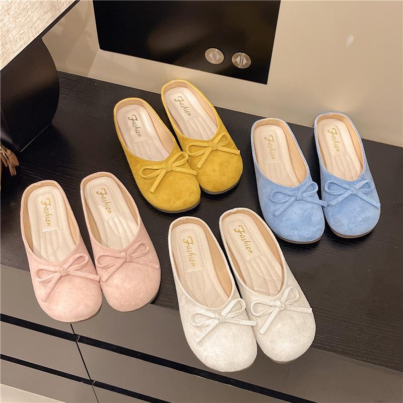 French bow bag head half slippers female summer wear 2025 new gentle fairy with skirt Mary Jane single shoes