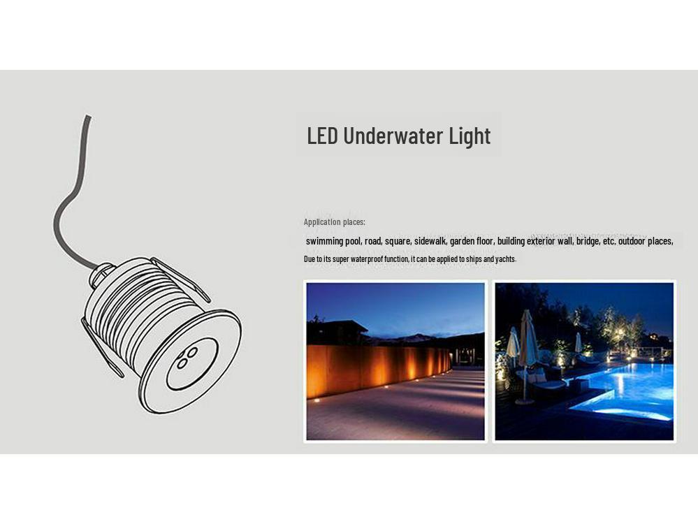 Stainless Steel IP68 Waterproof Dimmable Pool Light with Three Underwater Beads
