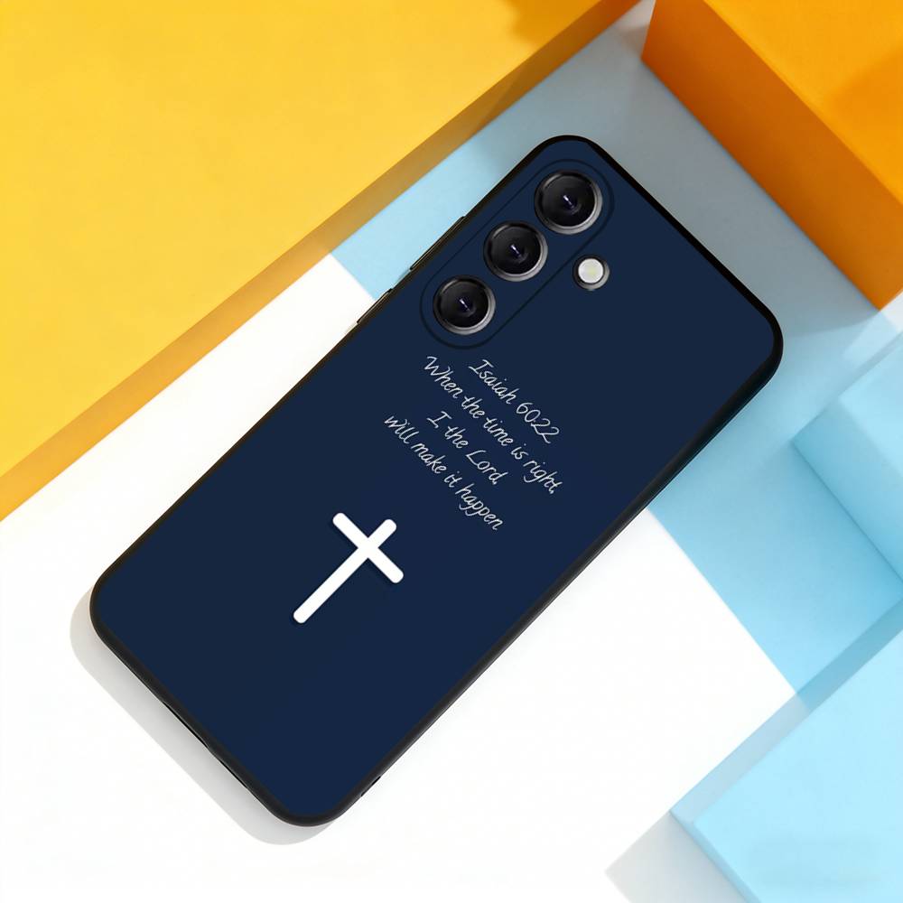 God Jesus Bible V-Verse Phone Case For Samsung Galaxy A 73,72,51,53,52,71,22,5G,Note,J7,8,9 Soft Precise Hole Black Cover