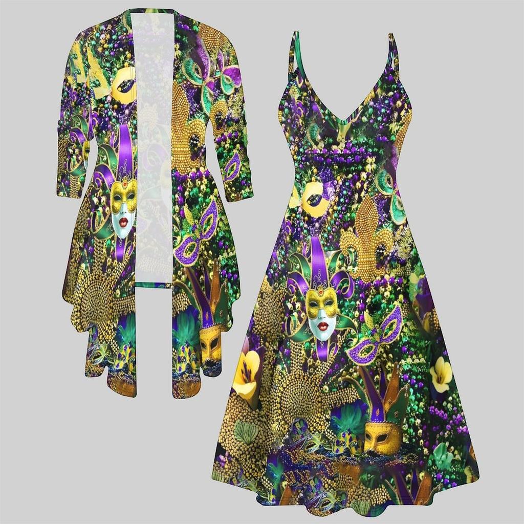 3D  Printed  Set Dress Coat ,  Gorgeous Colors Fashion Print,suitable for Various Scene Fashion Styles