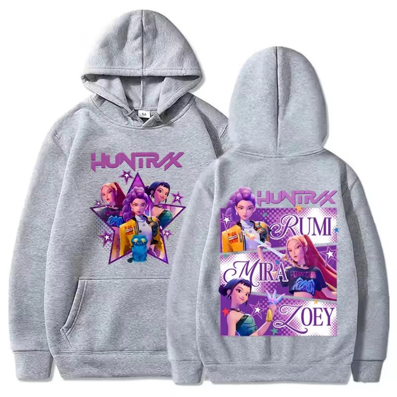 KPop Demon Hunters Huntrix Hoodies Men Women Casual Pullovers Mira Rumi Zoey Printed Sweatshirt Hooded Unisex Fashion Streetwear