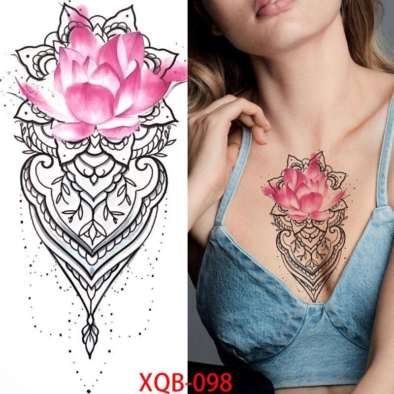 1 PC 210*114MM Waterproof Temporary Tattoo Sticker Spider Flash Tattoos Sanskrit Tiger Flower Body Art Arm Fake Tatoo For Women Men