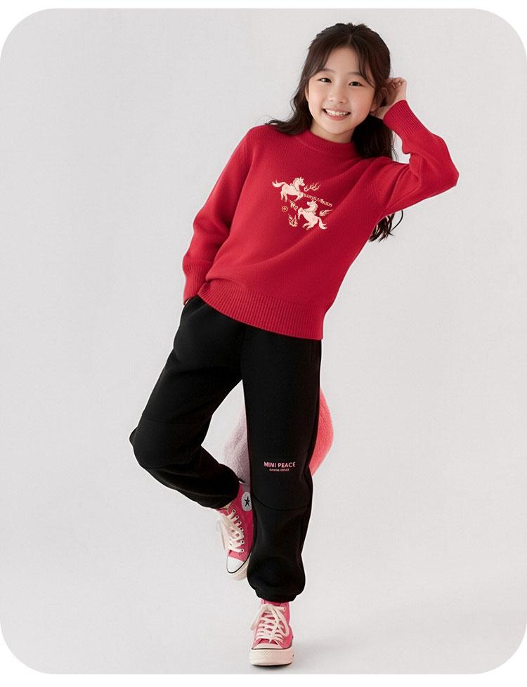 Year of the Horse Chinese Style Thickened Children's Knitted Hoodie Top