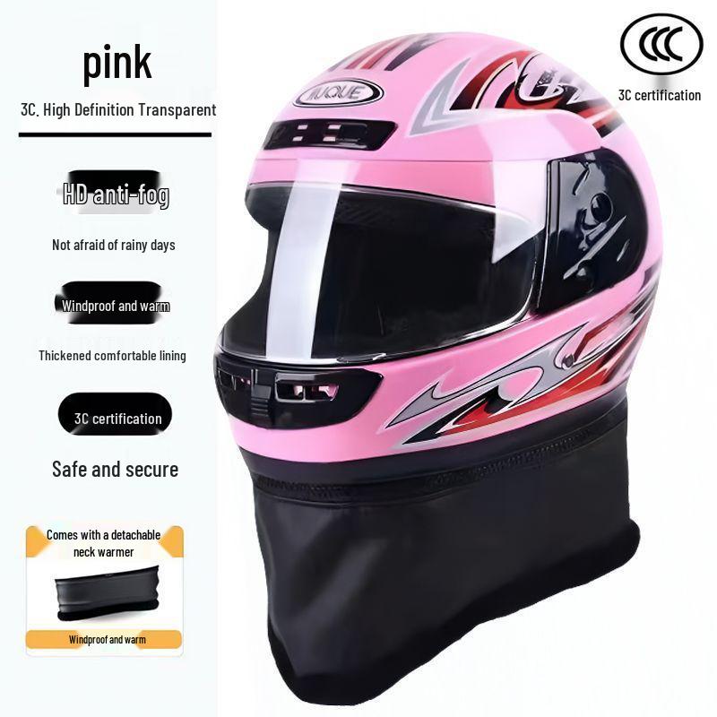 Autumn/Winter Anti-fog Electric Motorcycle Helmet, Class A Safety, Unisex.