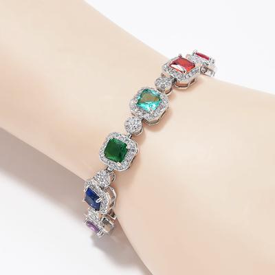 Pulseira de Zircônia de Cor Ajustável Feminina Moda Europeia e Americana Pulseira Tesouro Cor Diamante Completo.