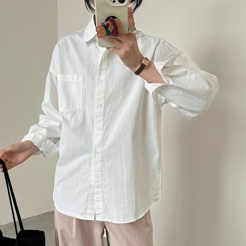 

Новый весенний топ с длинным рукавом, корейская мода, повседневная синяя рубашка с лацканами XXL