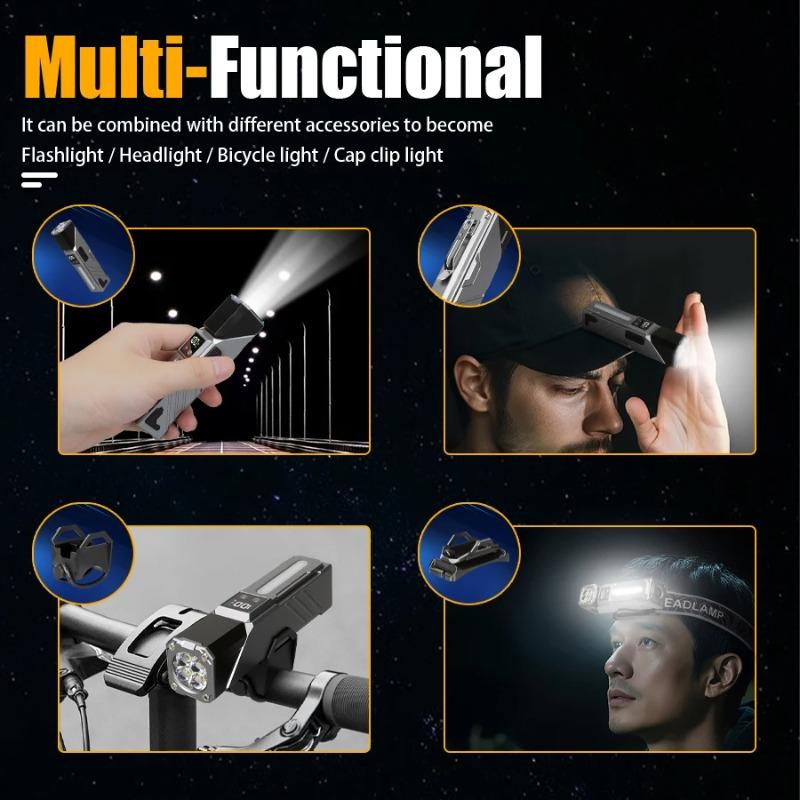 פנס פינתי נטען USB רב-תכליתי אור אווירה צבעוני פנס מגנטי, אור עבודה, פנס ראש, אופניים