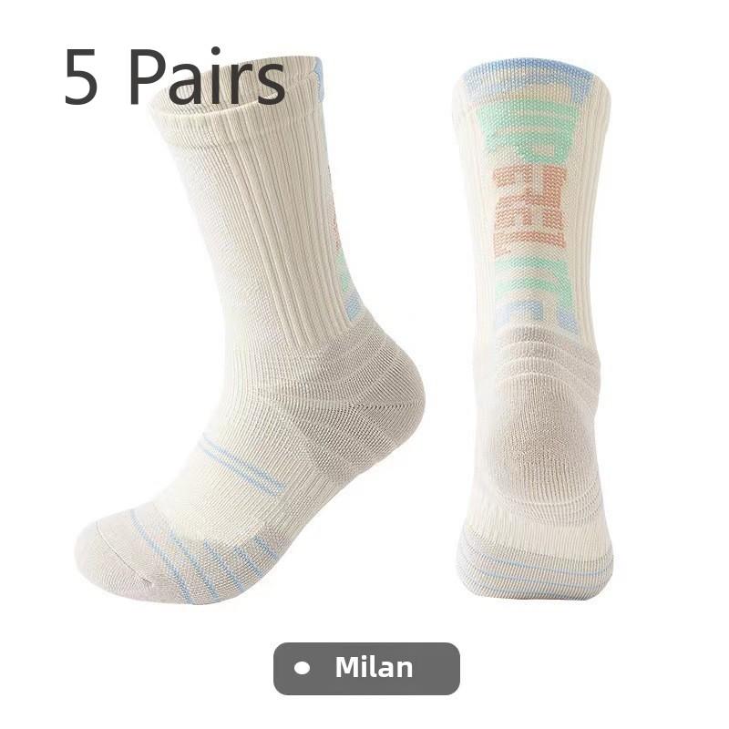 5 Paar Jungen Sportsocken mit verdicktem, rutschfestem Boden für Basketball