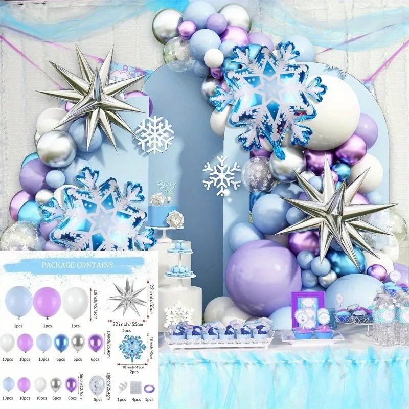 

Snow Balloon Wreath Arch Kit Christmas Winter Party Birthday Anniversary Holiday Celebration Theme Event Decoration set