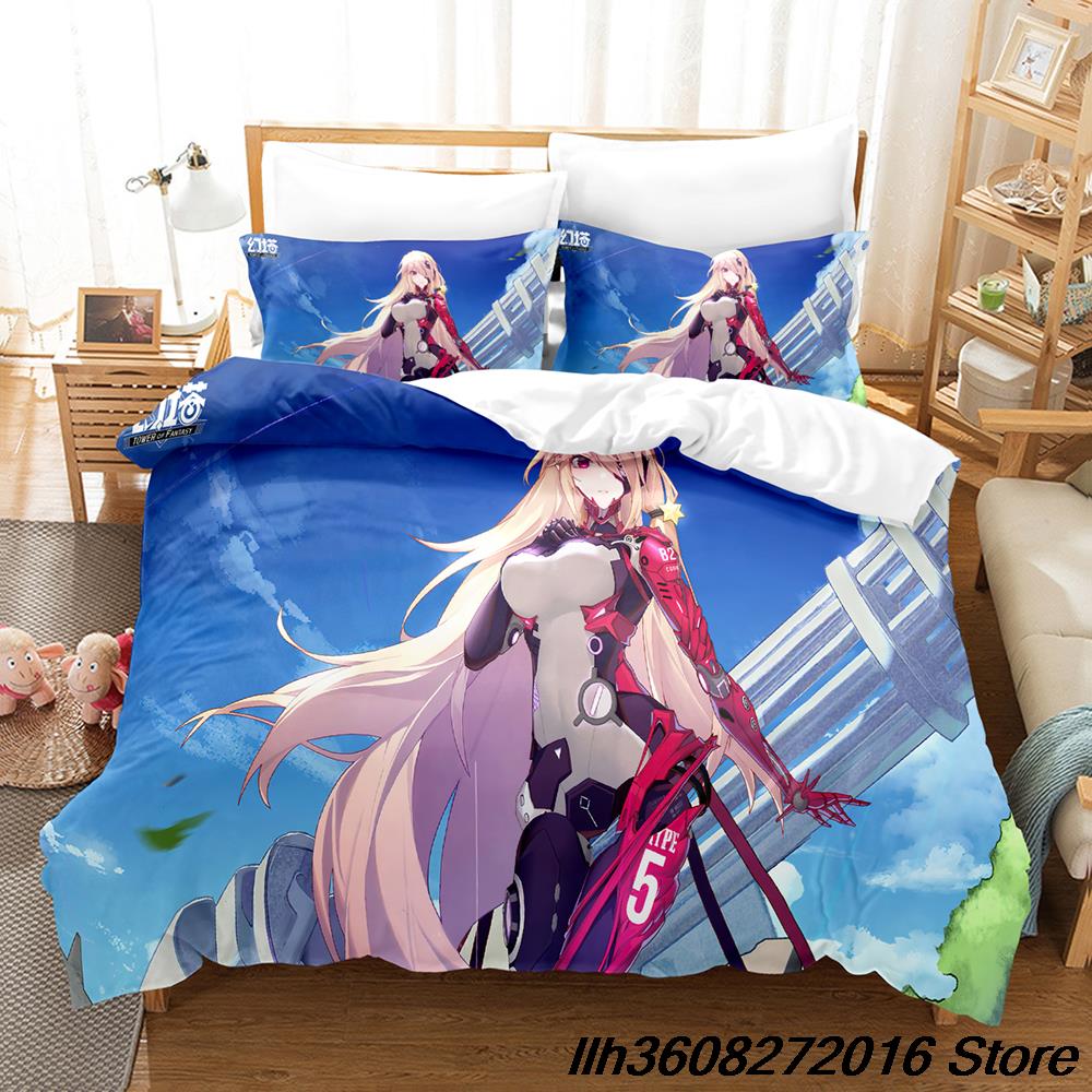 Comforter Tower Of Fantasy Bedding Set Single Twin Full Queen King Size Bed Set Adult Kid Bedroom Three-Piece Suits Anime Bed Sheet S