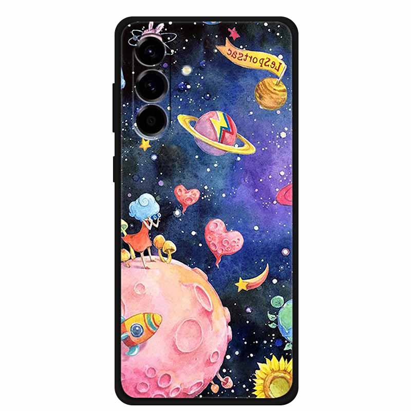 For Samsung Galaxy S25 FE 5G Case Soft Silicone TPU Black Phone Cover For Galaxy S25 FE 5G Protective Cartoon Bumper Coque S25FE