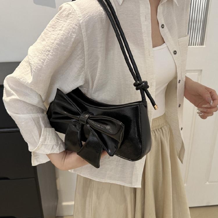 Women's Pu Leather Shoulder Bags Hoboes Handbags Purses with Adjustable Strap Small Crossbody Bag Bowknot Hoboes Bags
