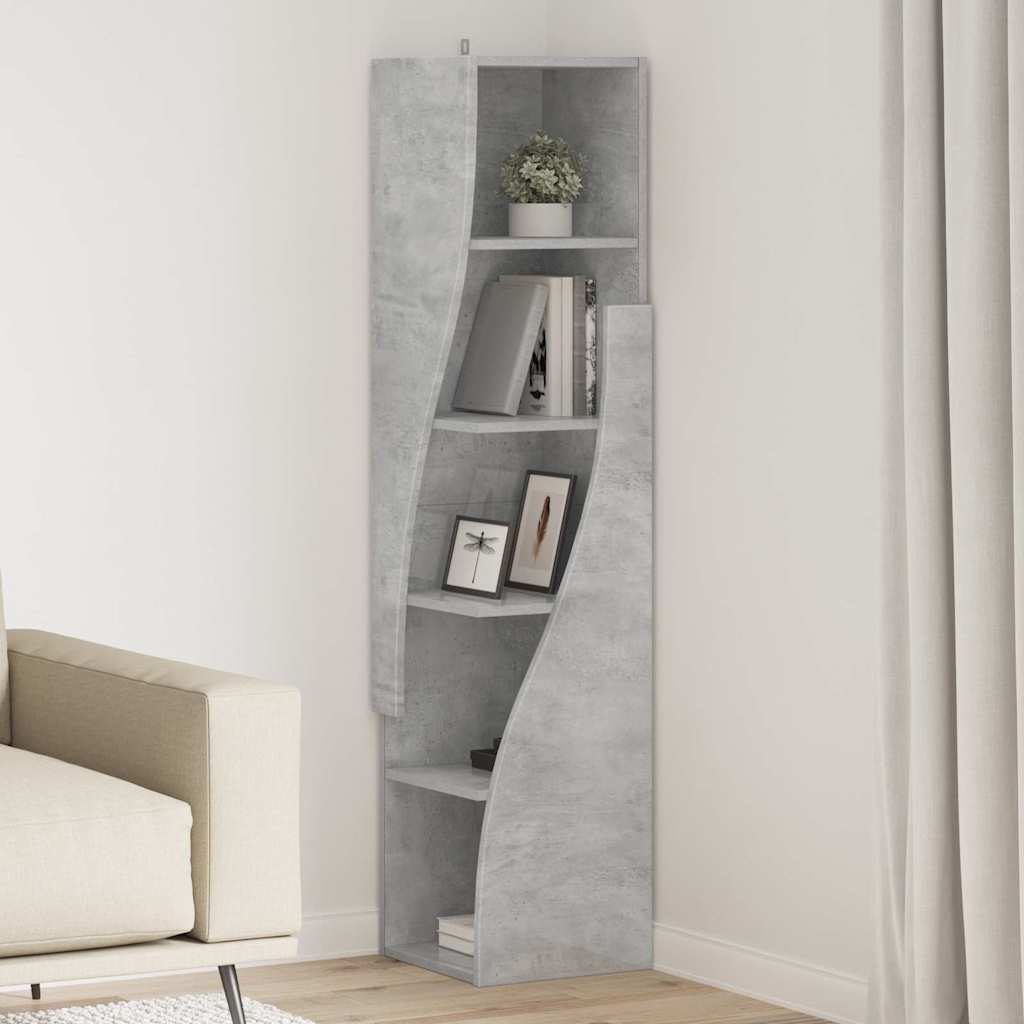 Corner Cabinet Concrete Grey 32x32x140 cm Wood Based Material