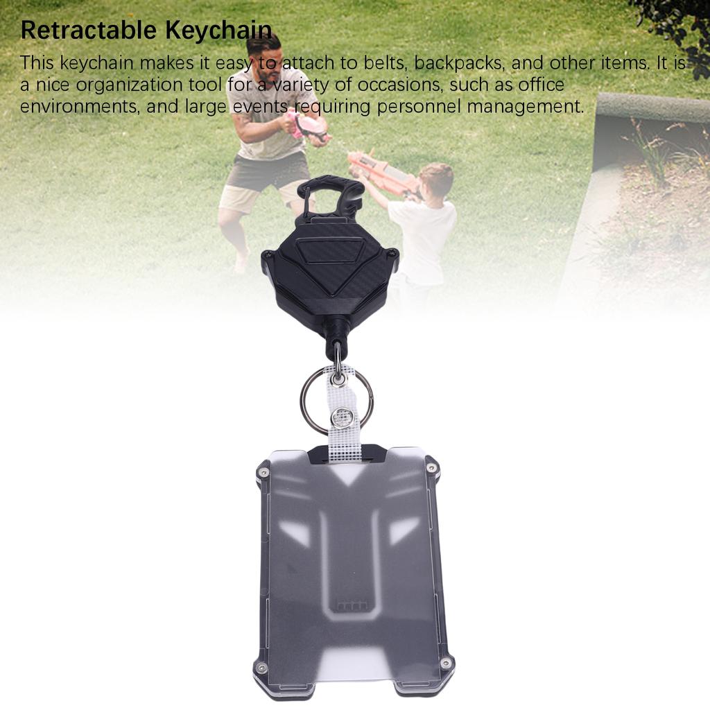 2PCS Retractable Badge Holder Bottle Opener Keychain PC ID Card Holder with Stainless Steel Cord