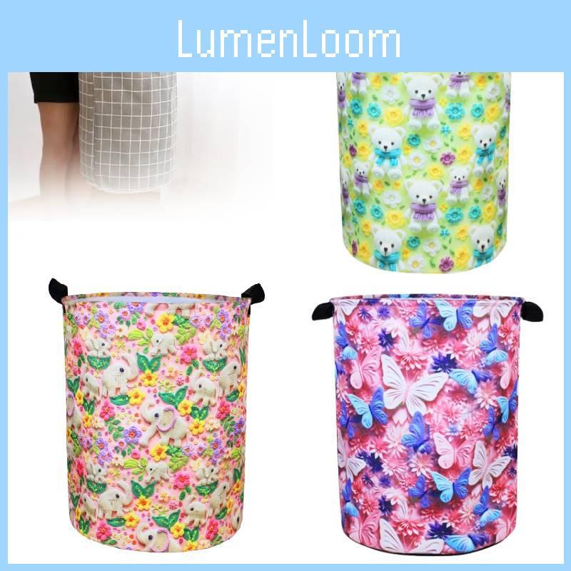 Butterfly Elephant Rabbit Bear Flower 3d Print Cylinder Clothes Basket Storage
