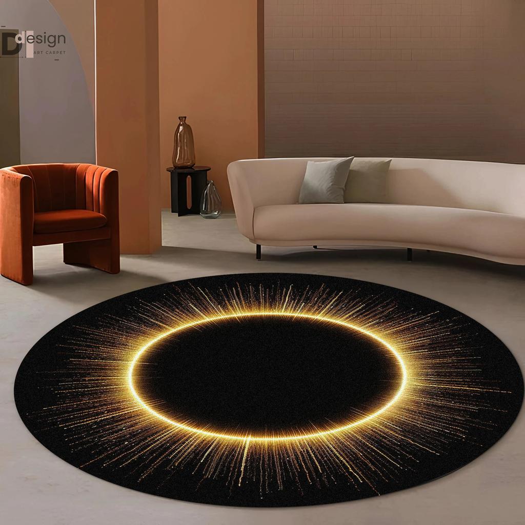 Sunshine Round Rug - Minimalist Mid-Century Style Indoor Circle Rug,Soft Doormat or Bathmat for Living Room, Entryway,Home Decor