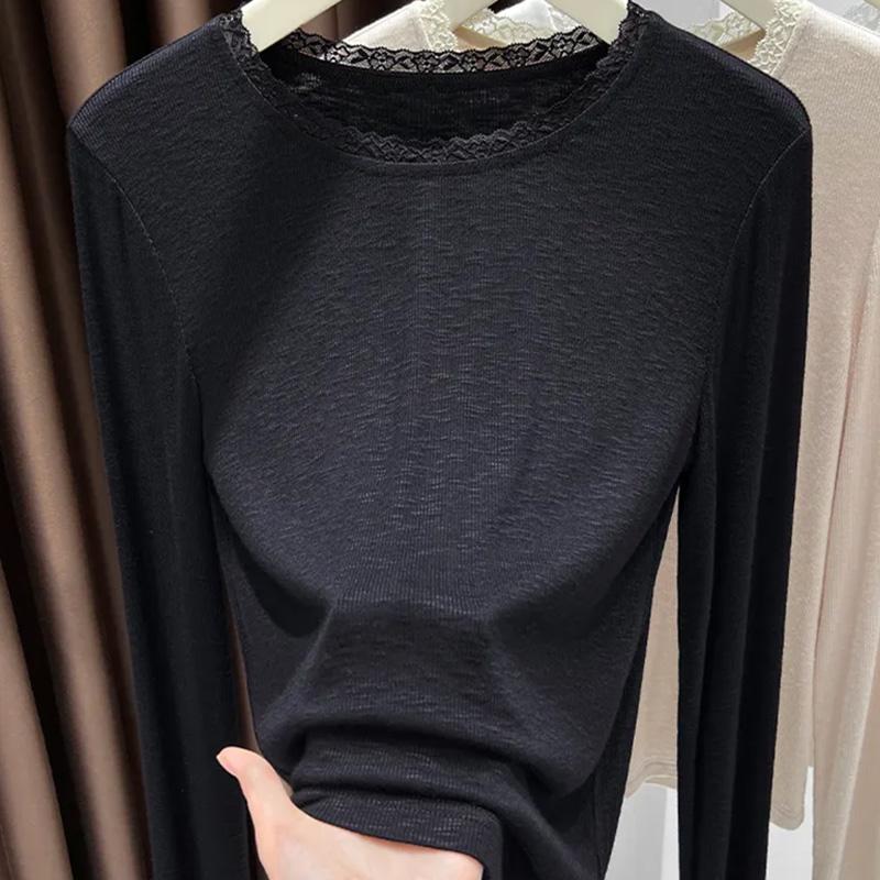 Pullover for Women Cotton Oversize Fleece Thickened Loose Round-Neck Casual Long Sleeve Top