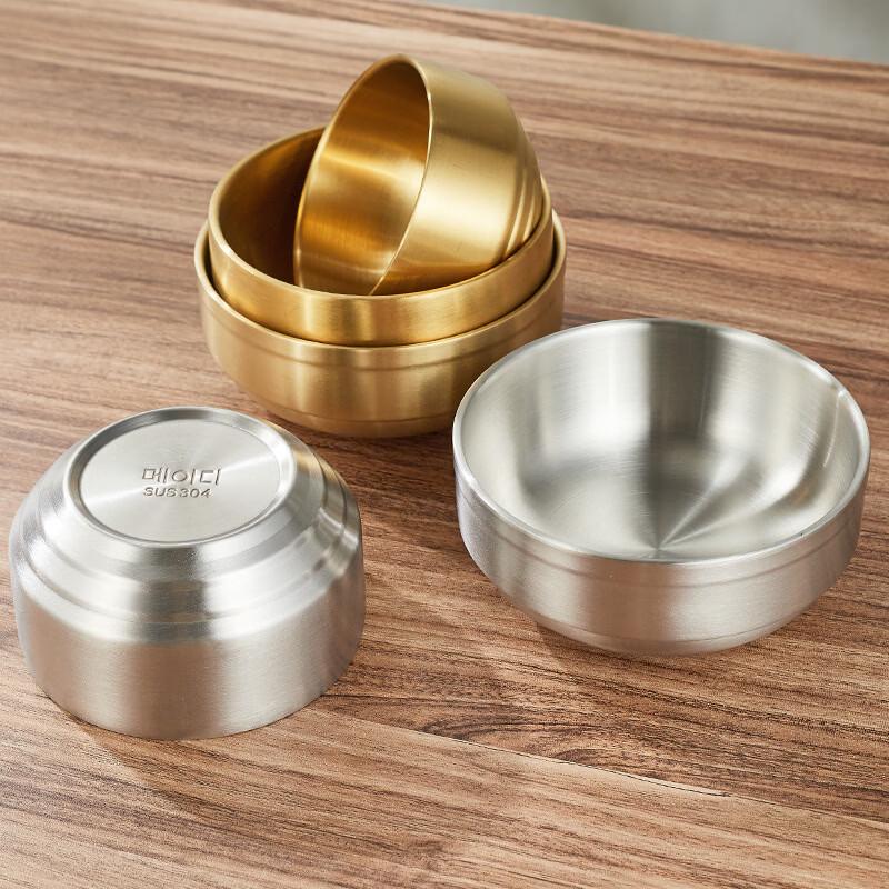 ZISIZ Gold Insulated Stainless Steel Rice Bowl with Lid