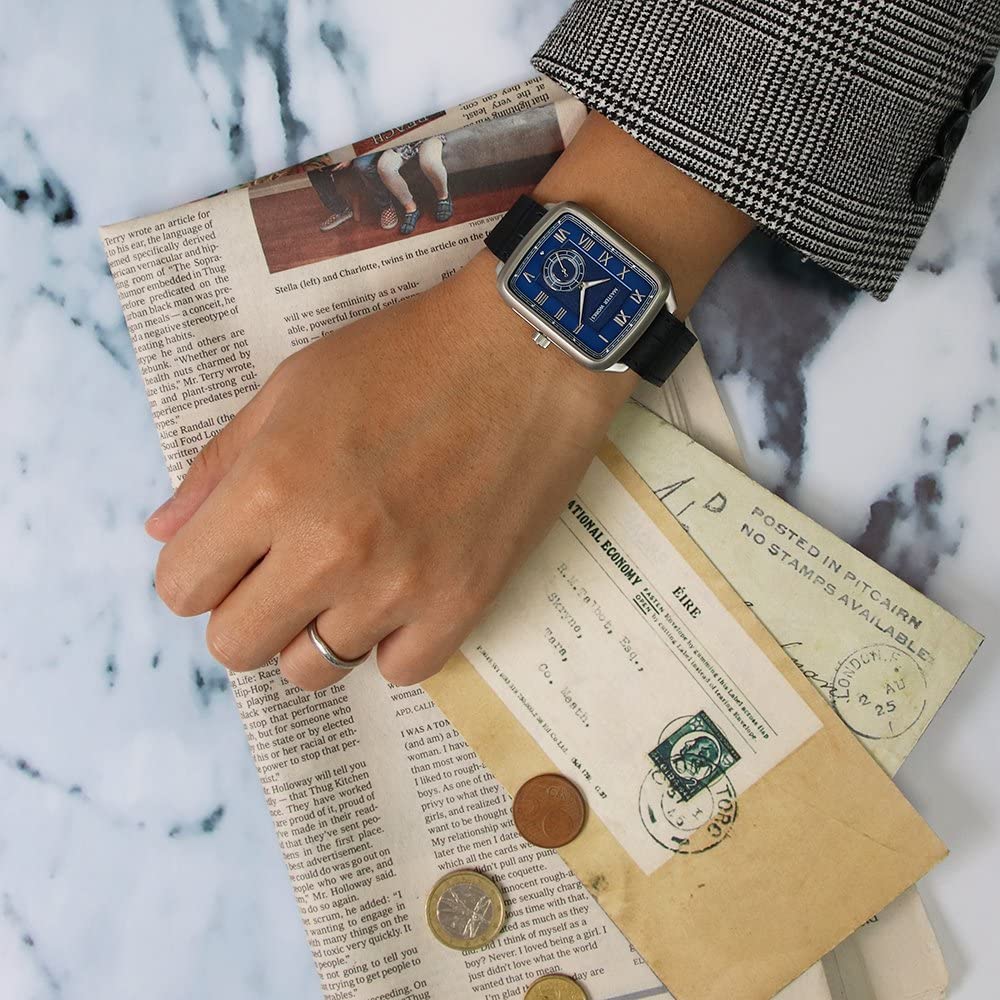 MASTER WORKS Quadrangle MW10SN-GCBLG8 Men's Watch, Made In Japan, Quartz Movement, 33mm, Leather Strap, Square Shape, Navy Blue
