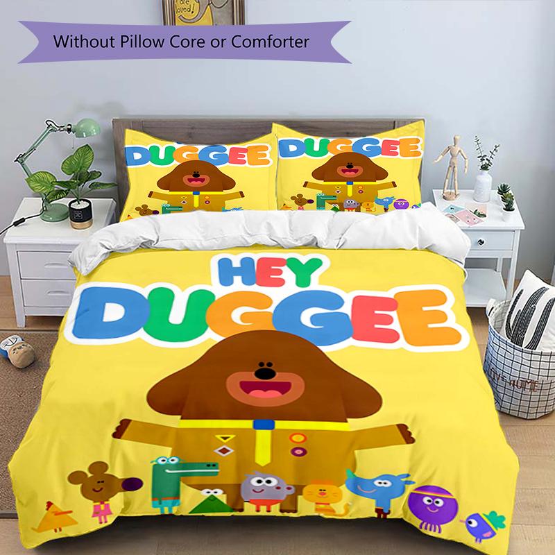 3pcs Hey Duggee3 Design Cover Set - HD Printed Bedding with 1 Cover and 2 Pillowcases - Perfect for Home and Dorm Decor