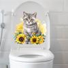 Self-adhesive Cat Wall Decals Waterproof Cartoon Bathroom Mural Cat Toilet Sticke  Toilet Lid
