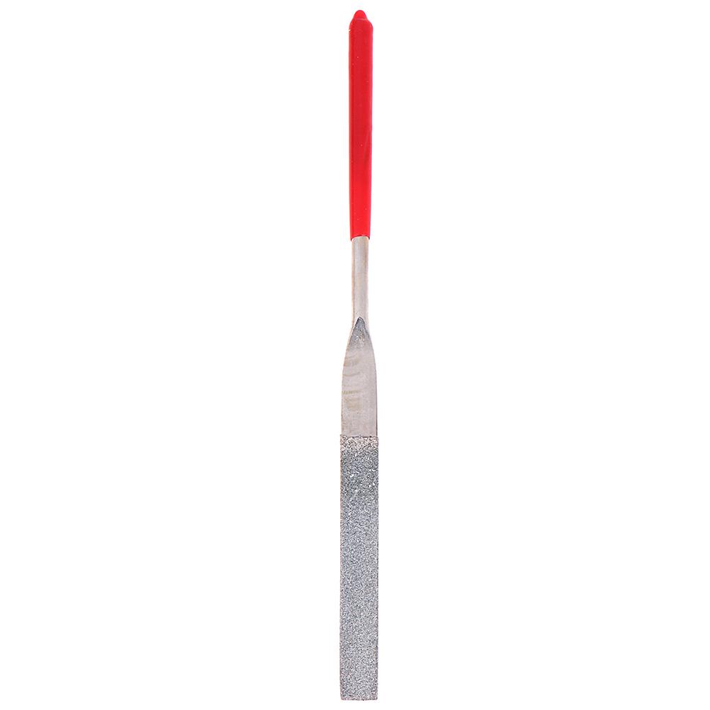 1 Pcs 180Mm Long Art Craft Flat Diamond File Grinding Tool Red Silver Tone