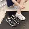 Large Size Hollow Slope Heel Sandals Women's New Velcro Little White Shoes Inner Height Increase Bag Head Sports Sandals