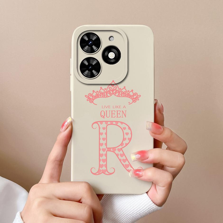 Case For Tecno Spark Go 2024 Advanced Sense Luxury Crown Letter Back Cover For Tecno Spark Go2024 Pattern Liquid Silicone Shell