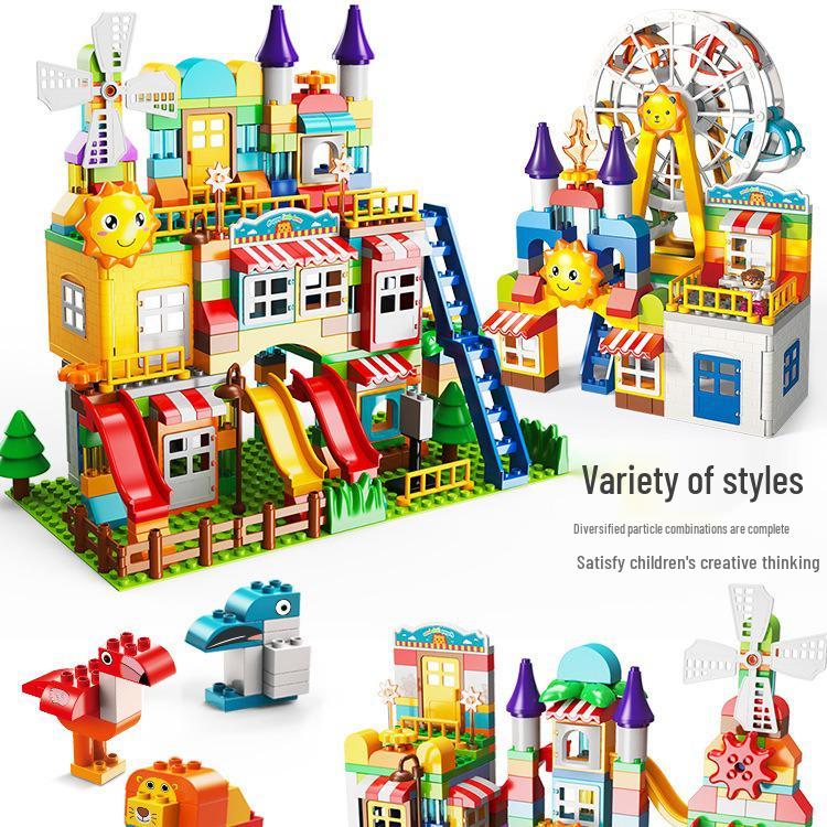 Rotating Windmill & Ferris Wheel Building Blocks Toy for Kids