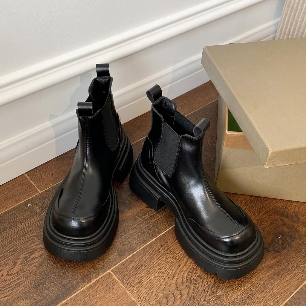 Platform Ankle Boots For Women Fashion Slip On Thick Bottom Short Boots Autumn Winter Shoes Ladies Elegant Mordern Booties