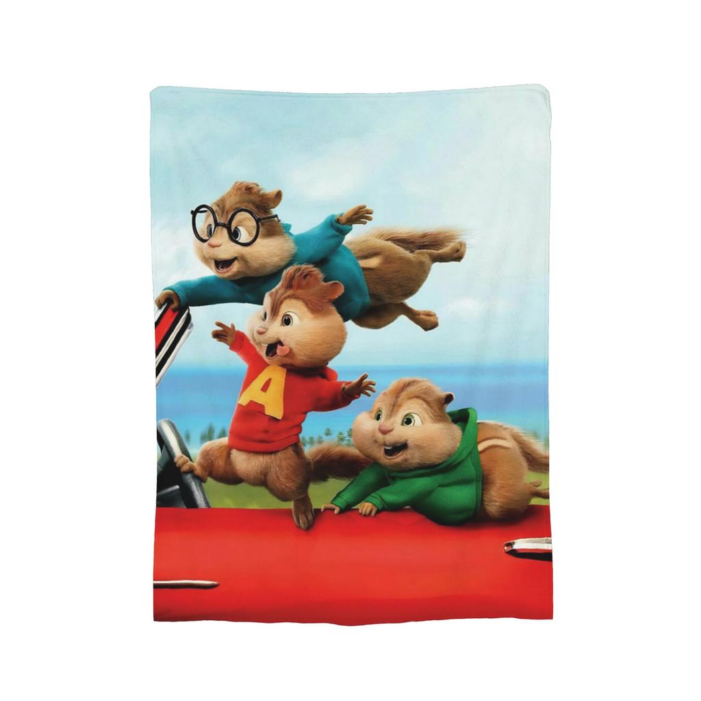 A-Alvin and the Chipmunks Knitted Blanket Coral Fleece Plush Movie Warm Throw Blanket for Bedroom Sofa Bedspread