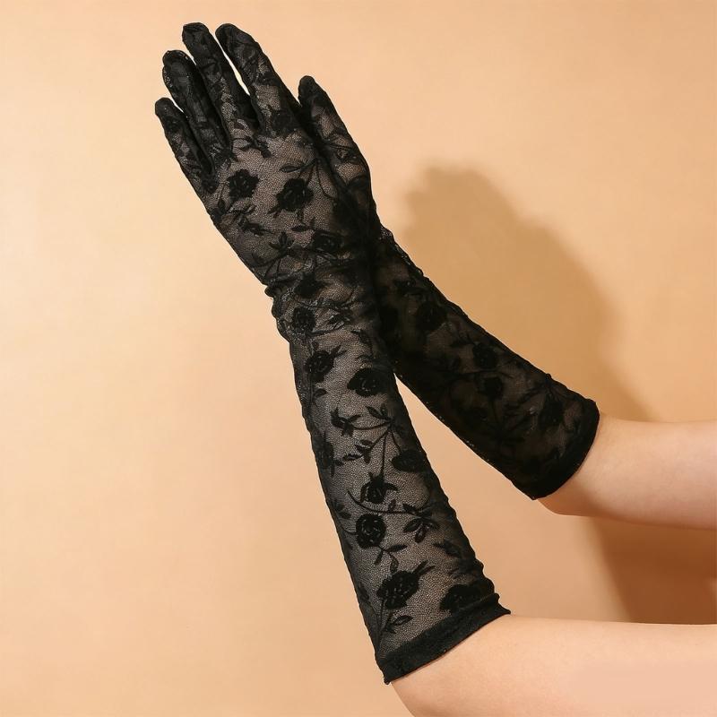 1pair Elegant Women Lace Gloves Weddings Short Gloves Elegant Flowers Gloves for Bridal Accessories
