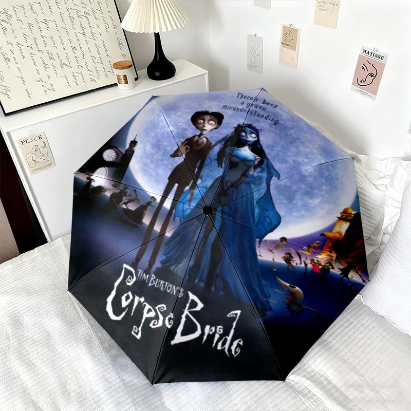 1PC Corpse Bride Moonlit Romance Automatic Umbrella - Suitable Travel Outdoor Portable Umbrella Birthday Gift Daily Essentials