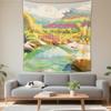 Boho Chic Wall Tapestry With Moon Phase Floral Starry Sky Design Bedroom Yoga Studio Decor