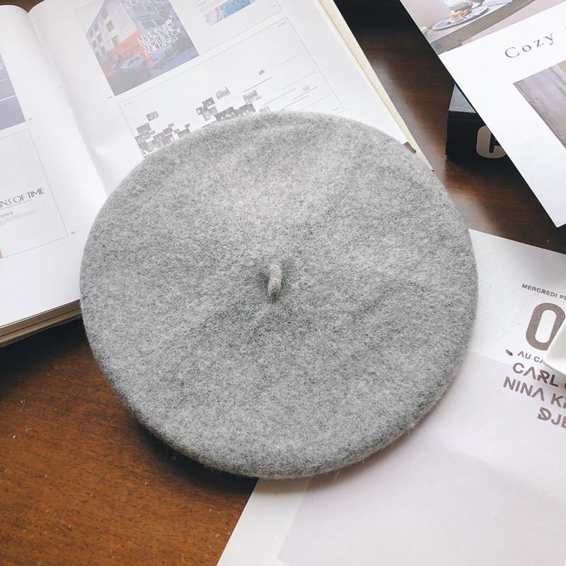Hat Female Autumn and Winter Beret Woolen British Retro Literary and Simple Painter Hat Sweet Versatile Trendy Hat