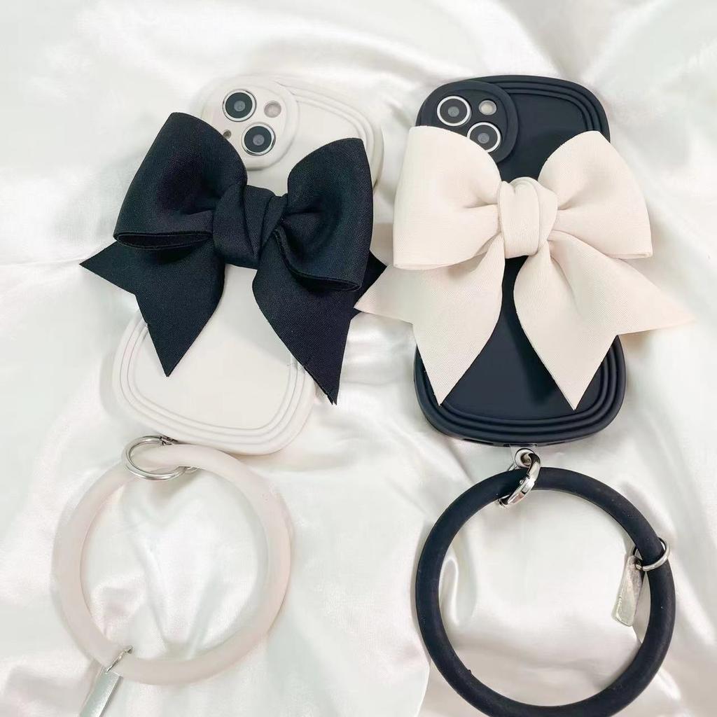 Premium Bow Bracelet Suitable for iPhone16Pro Max Apple 17 Mobile Phone Case 15/14 Wave Soft Case