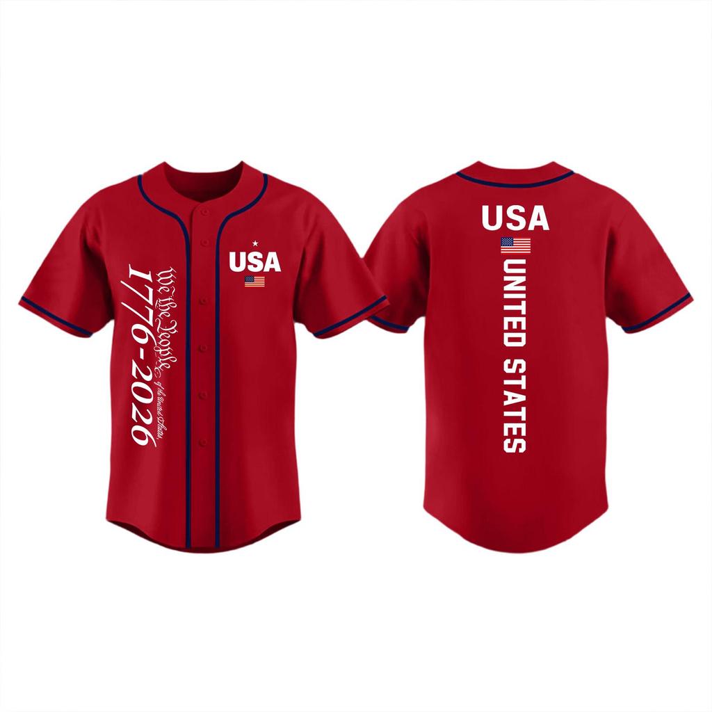 Unisex Baseball Jersey with Independence Day Print Adult Athletic Shirt Lightweight Breathable Fabric Suitable for Sports and Casual Wear