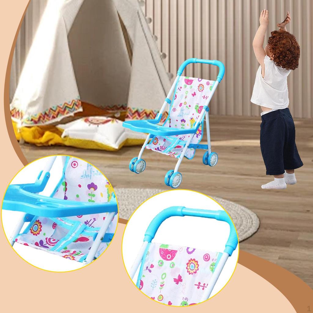 Doll Stroller Toy Creativity Interactive Role Play Simulation Pushchair