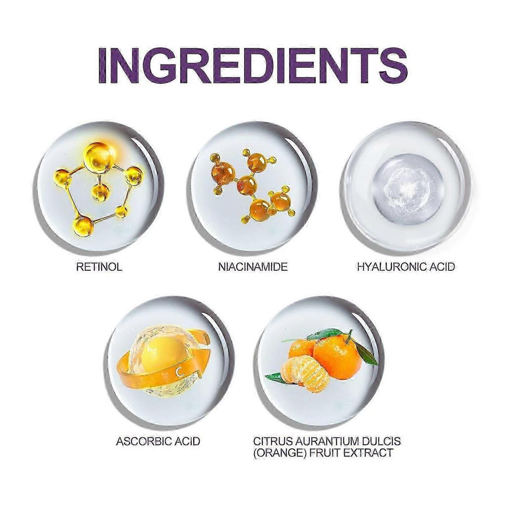 Retinol Face Serum - Anti-Wrinkle, Whitening & Moisturizing Essence with Orange Extract & Hyaluronic Acid