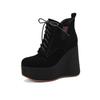 Leather wedged Martin boots women's 2025 autumn and winter new leather platform short boots retro not tired feet super high heel boots